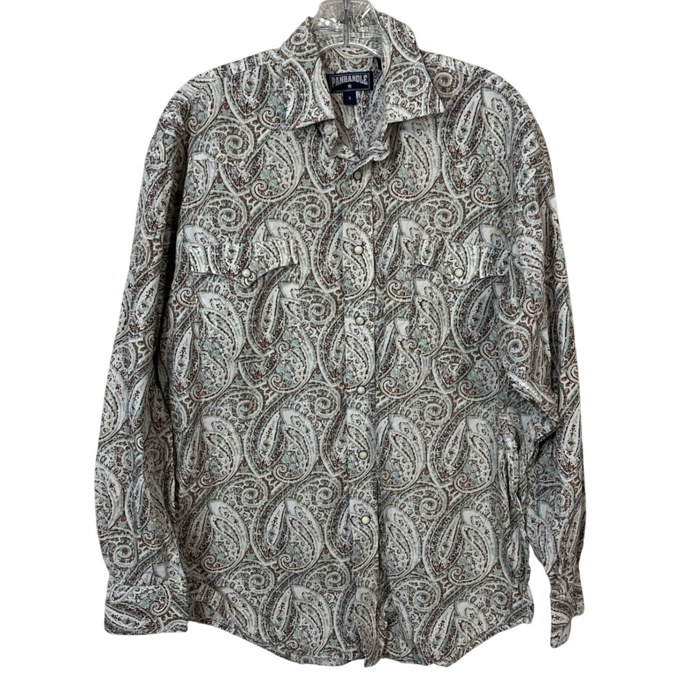 PANHANDLE Men's Paisley Prints‎ Pearl Snap Western Shirt Size Large